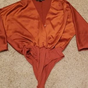 Silk Burnt Orange Body Suit